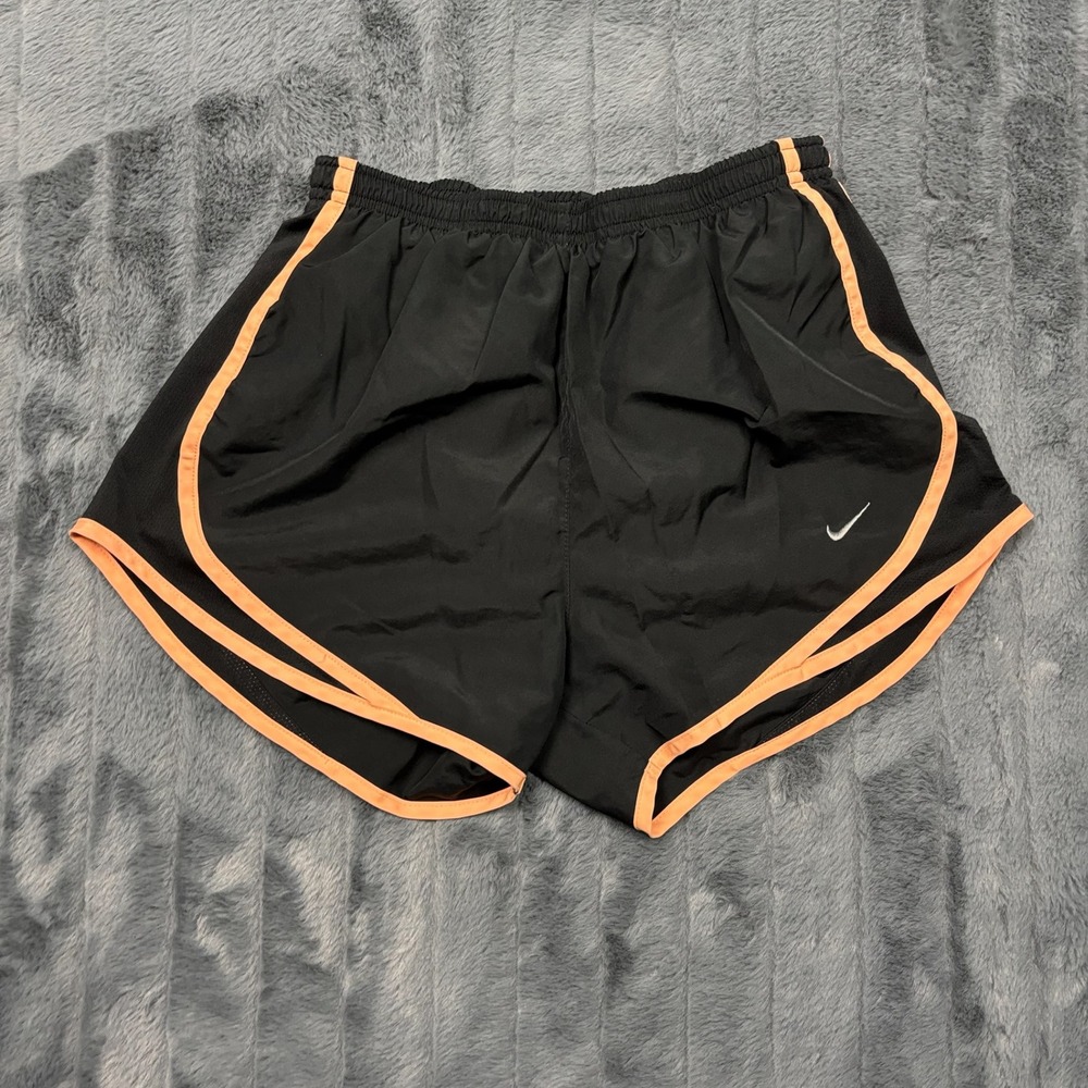 Nike Dri-FIT Women Running Shorts Black Orange Trim Small Athletic Gym 11469